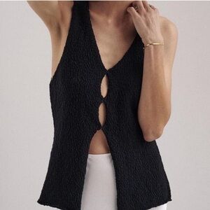 DISSH Dion Boucle Knit Sleeveless Vest in Black Women's Size Medium